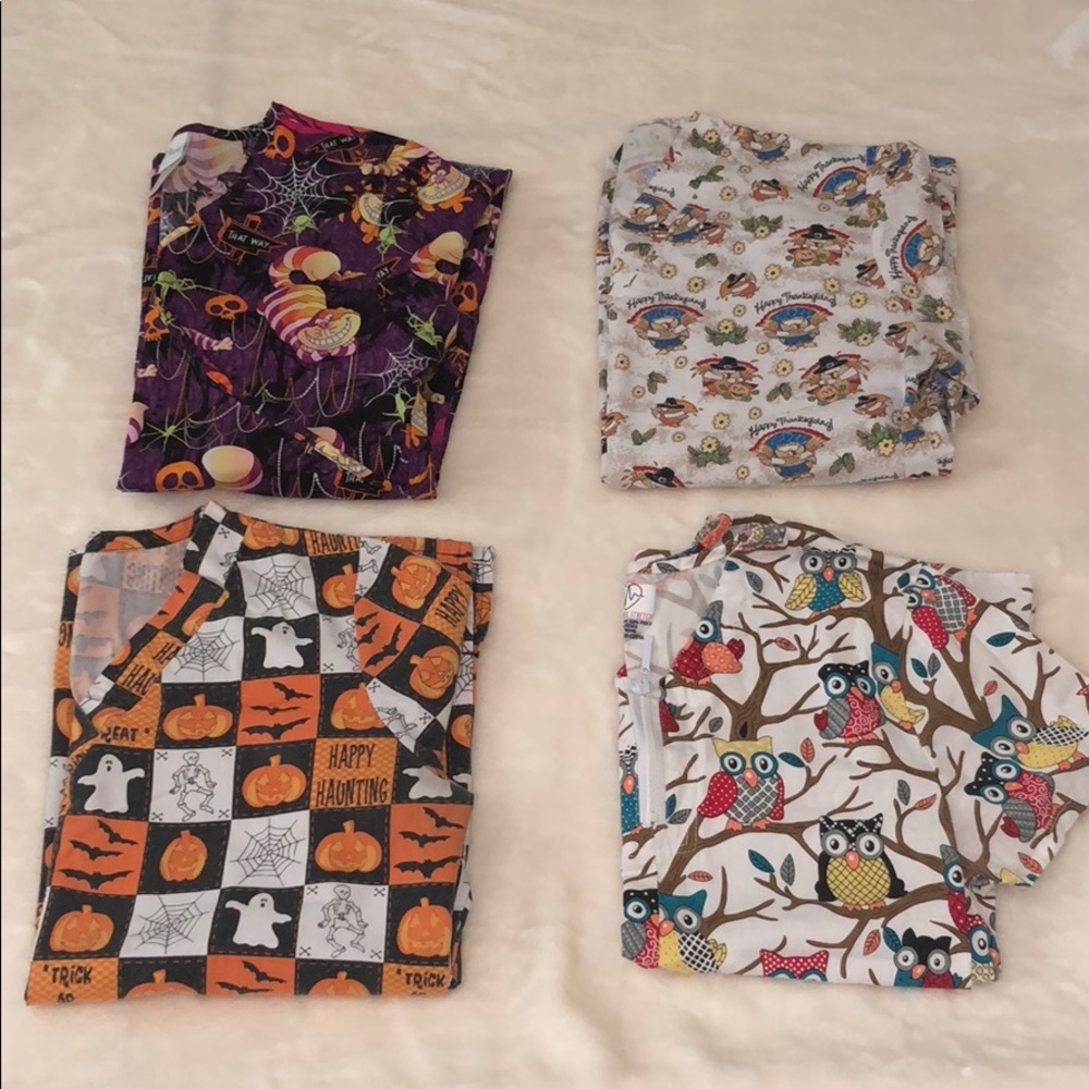 Halloween / Thanksgiving Scrub Tops Bundle